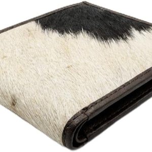 Hair-On Cowhide Bifold — Black & White · Flip