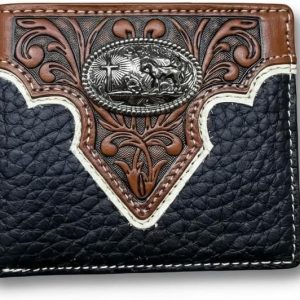 Praying Cowboy Concho Bifold — Black & Tan