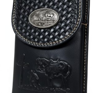 Basketweave Praying Cowboy Concho Holster — Black