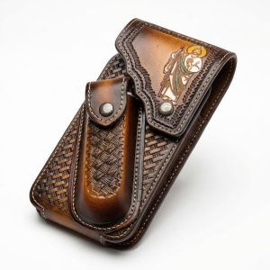 Basketweave Jesus Holster with Knife Pouch — Brown