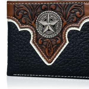 Lone Star Concho Bifold — Black & Chestnut