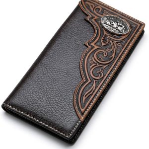 Concho Tooled-Inlay Long — Praying Cowboy · Dark Brown