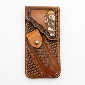 Basketweave Jesus Holster with Knife Pouch — Tan