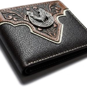 Horseshoe Rooster Bifold — Black & Brown