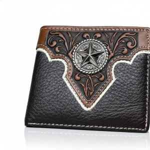 Lone Star Concho Bifold — Black & Brown