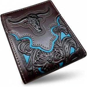 Longhorn Floral Bifold — Coffee & Teal