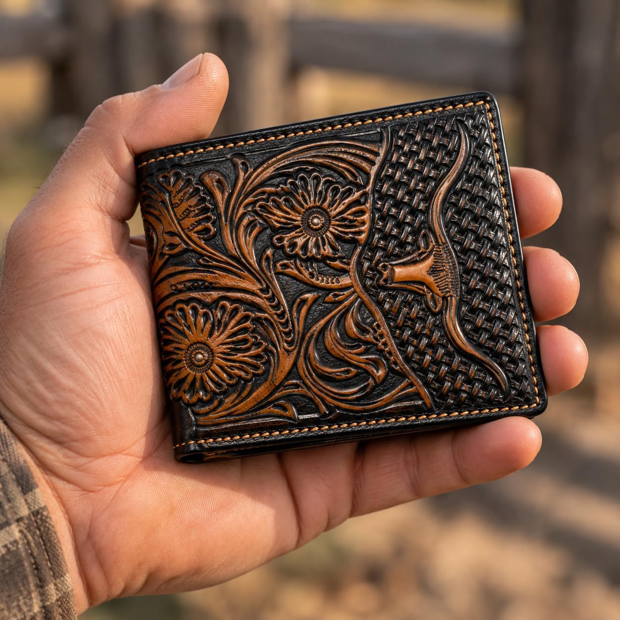 Embossed Longhorn Steer Bifold — Faded