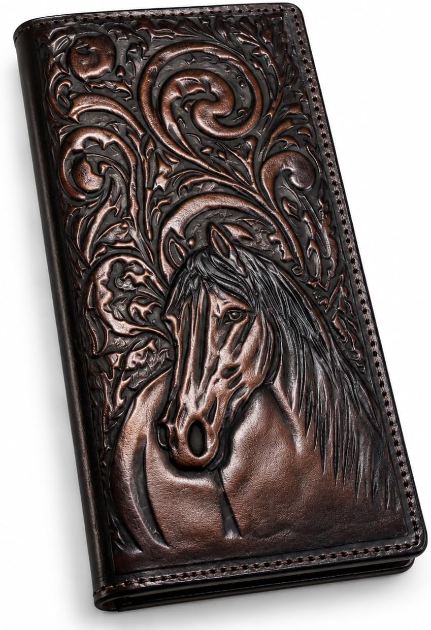 Embossed Horse Long — Coffee