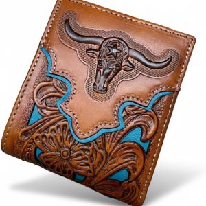 Longhorn Floral Bifold — Turquoise