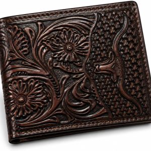 Embossed Longhorn Steer Bifold — Burgundy