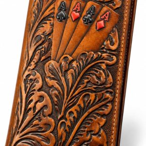Embossed Four Aces Poker Long — Brown