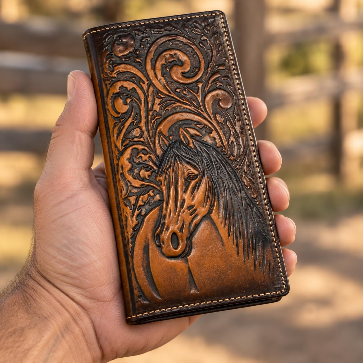 Embossed Horse Long — Faded