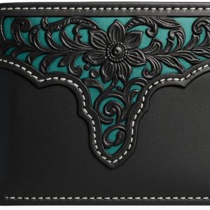Laser-Cut Floral Bifold · Yoke — Black
