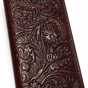Embossed Longhorn Steer Long — Burgundy