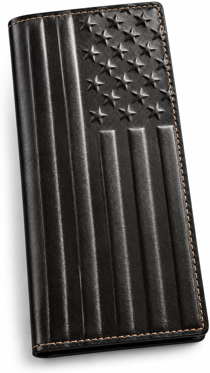 Embossed American Flag Long — Black