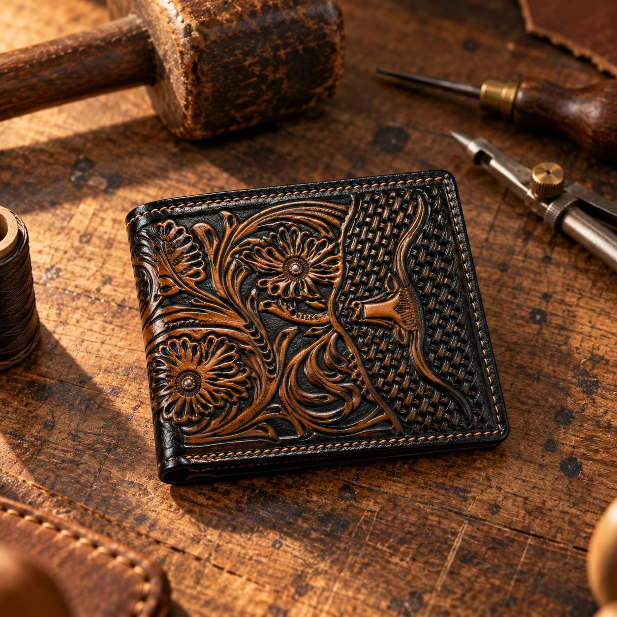 Embossed Longhorn Steer Bifold — Faded