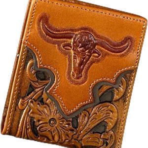Longhorn Floral Bifold — Brown & Coffee