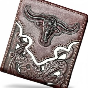 Longhorn Floral Bifold — Maroon & White