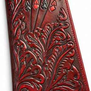 Embossed Four Aces Poker Long — Burgundy