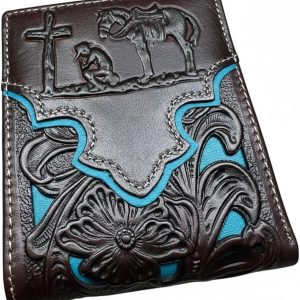Praying Cowboy Laser-Cut Bifold — Turquoise