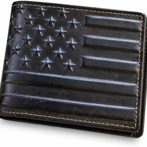 Embossed American Flag Bifold — Black