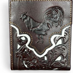Rooster Floral Bifold — Coffee & White