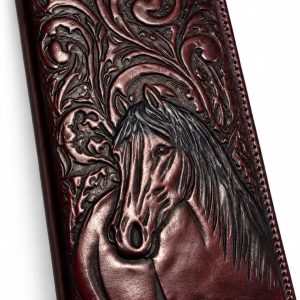 Embossed Horse Long — Burgundy