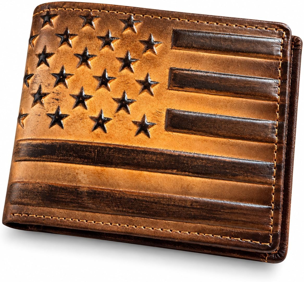 Embossed American Flag Bifold — Faded
