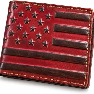 Embossed American Flag Bifold — Burgundy