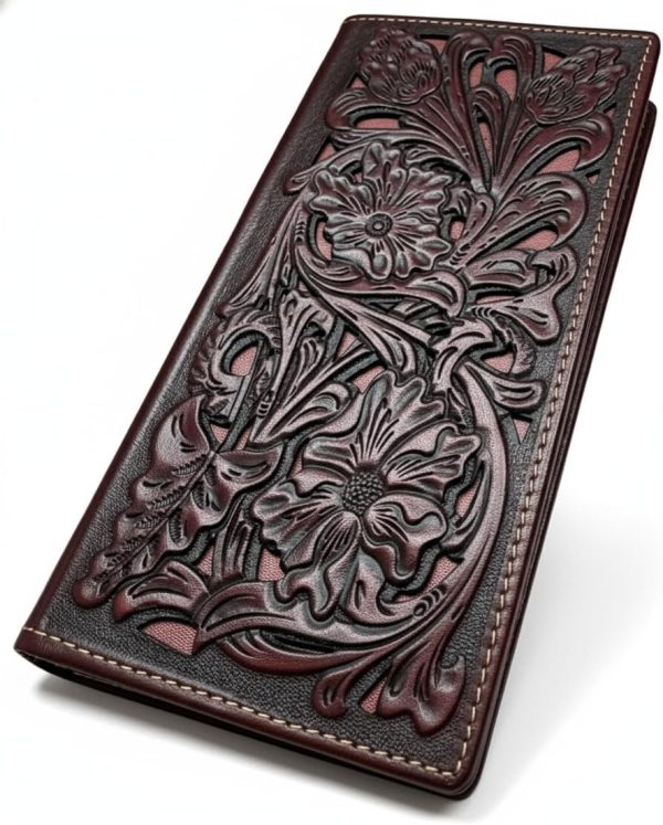 Laser-Cut Floral Long — Coffee & Maroon