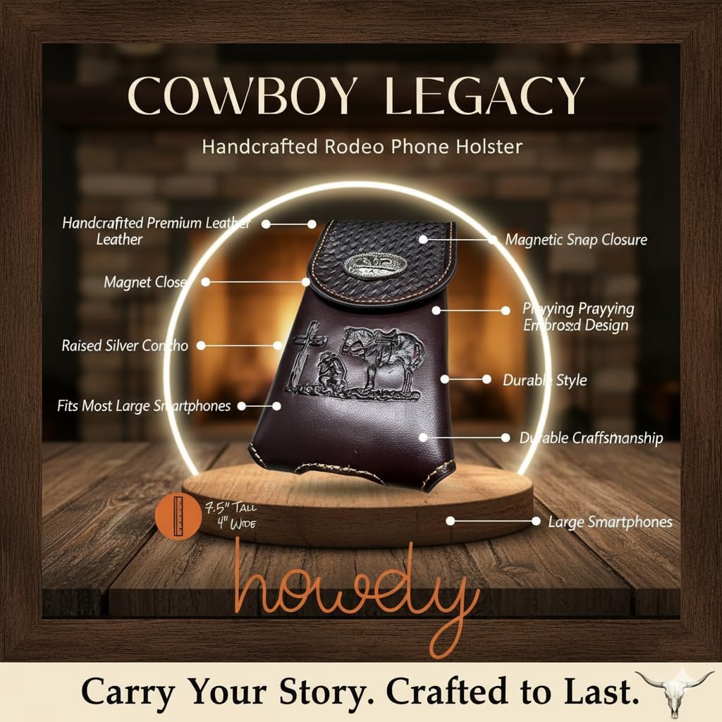 Basketweave Praying Cowboy Concho Holster — Black