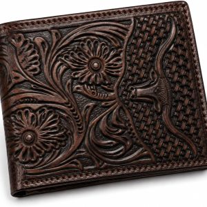 Embossed Longhorn Steer Bifold — Coffee