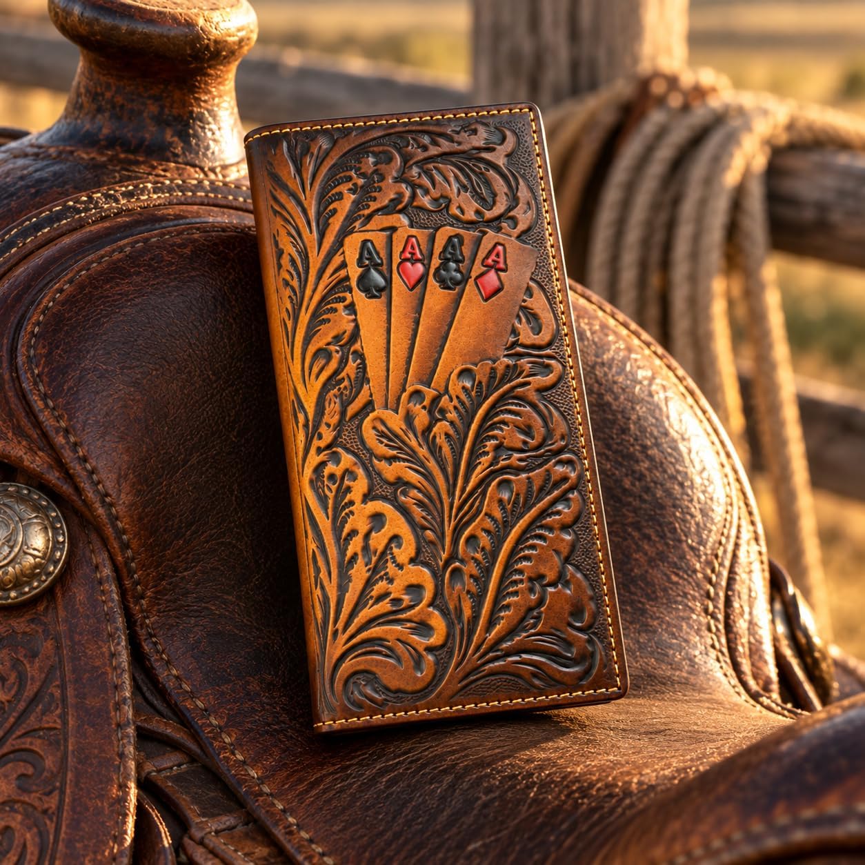 Embossed Four Aces Poker Long — Faded