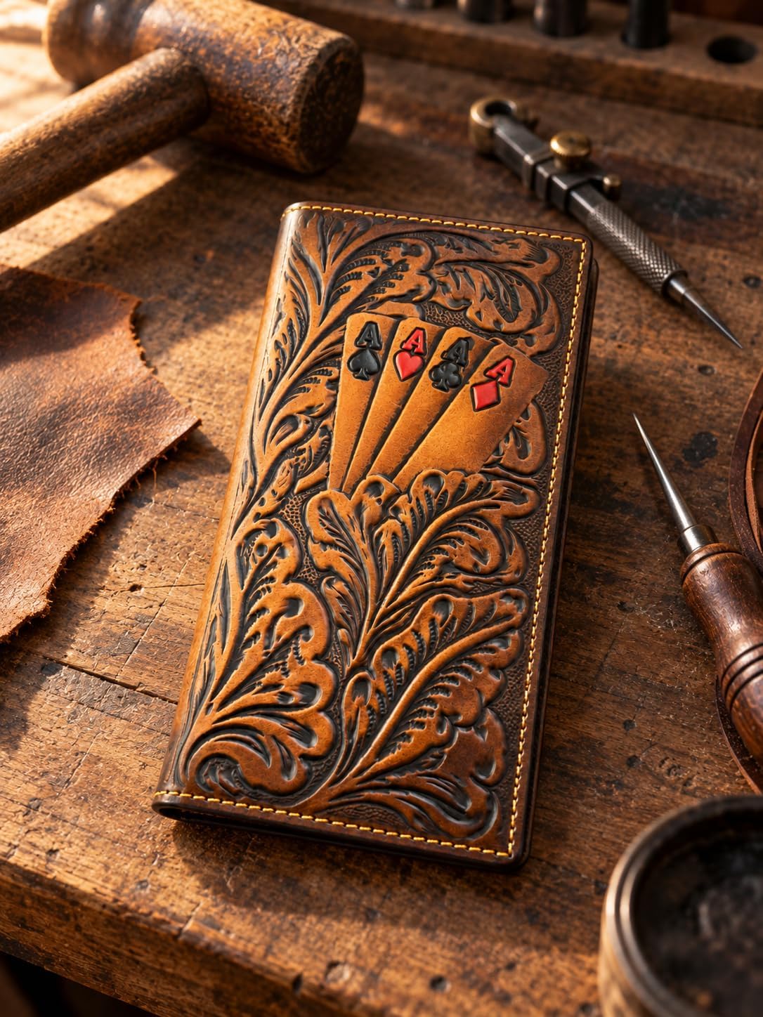 Embossed Four Aces Poker Long — Faded