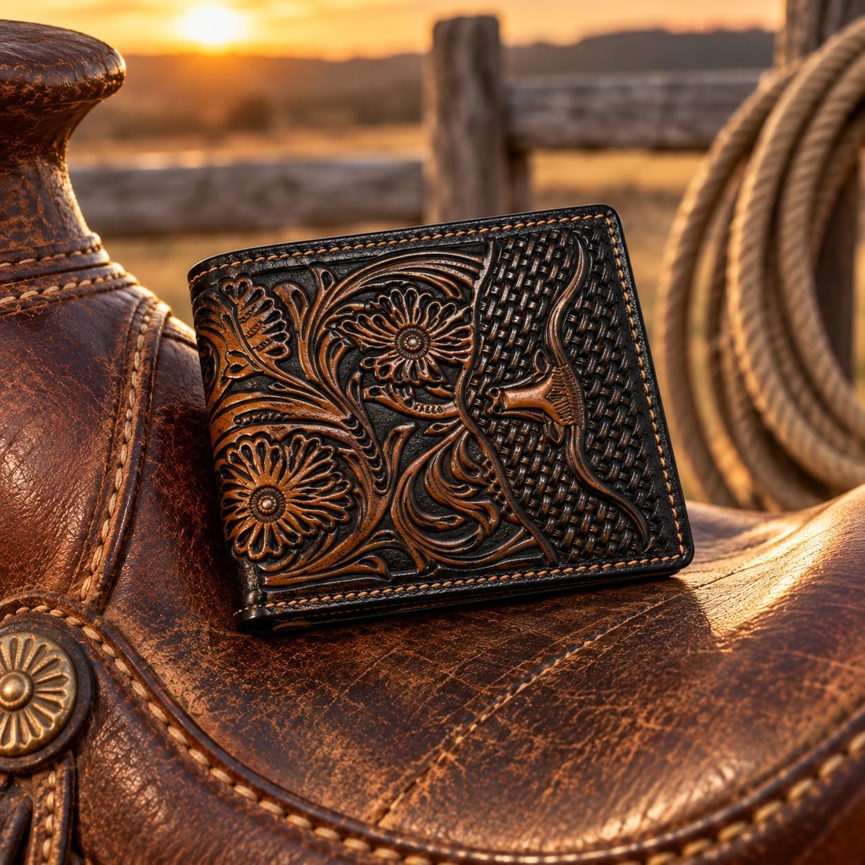 Embossed Longhorn Steer Bifold — Faded