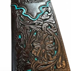 Praying Cowboy Laser-Cut Long — Dark Coffee & Teal