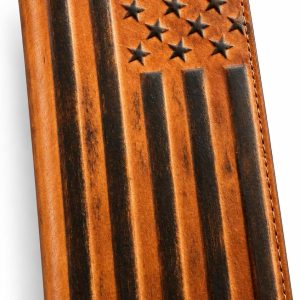 Embossed American Flag Long — Brown