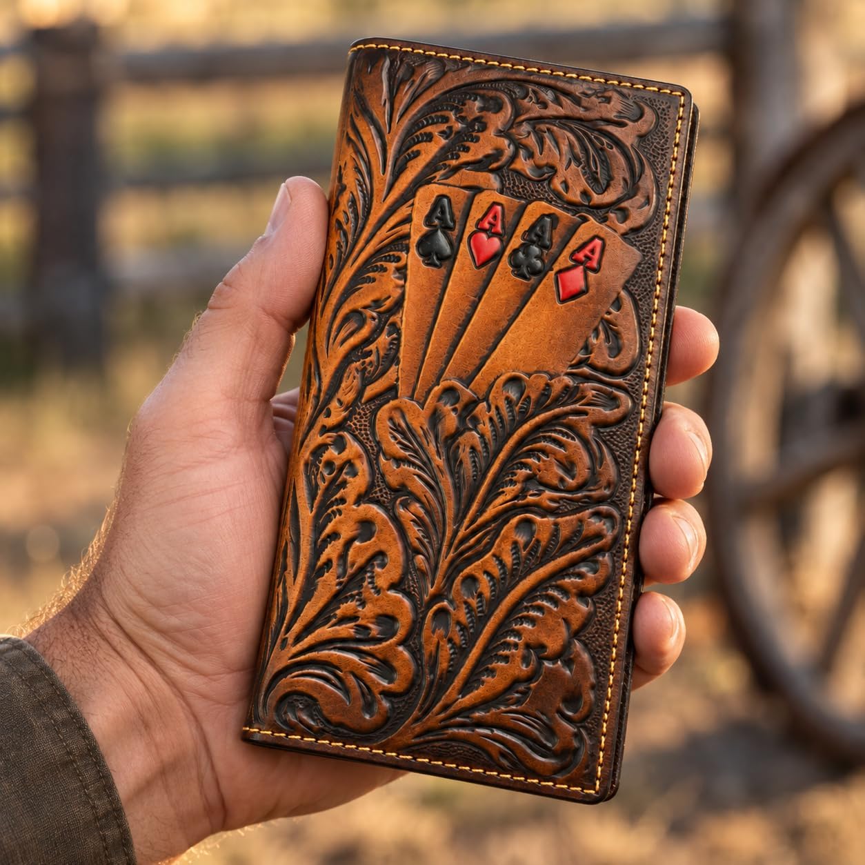Embossed Four Aces Poker Long — Faded