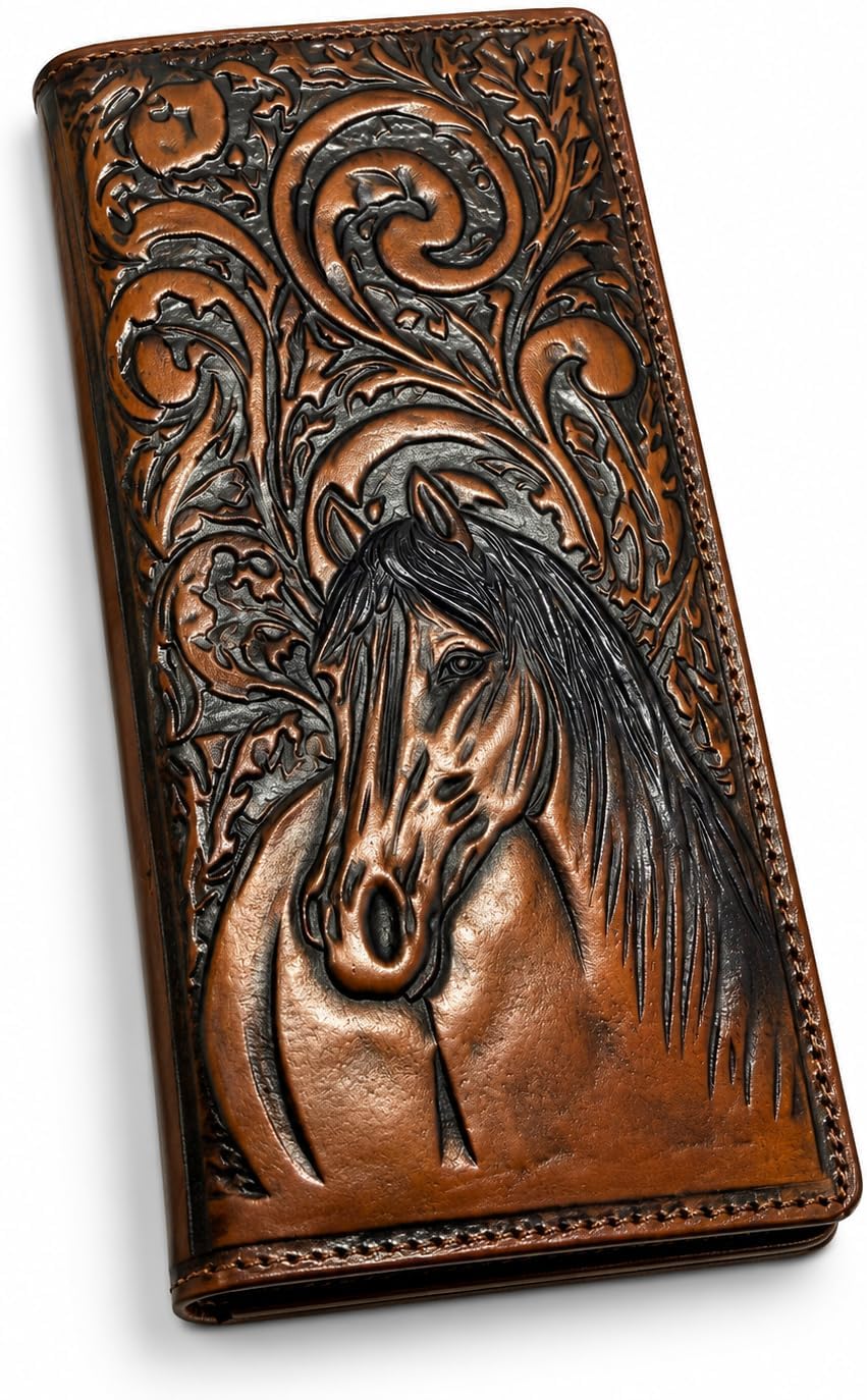 Embossed Horse Long — Brown