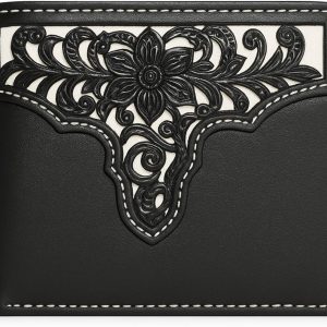 Laser-Cut Floral Bifold · Yoke — Black