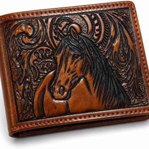 Embossed Horse Bifold — Brown