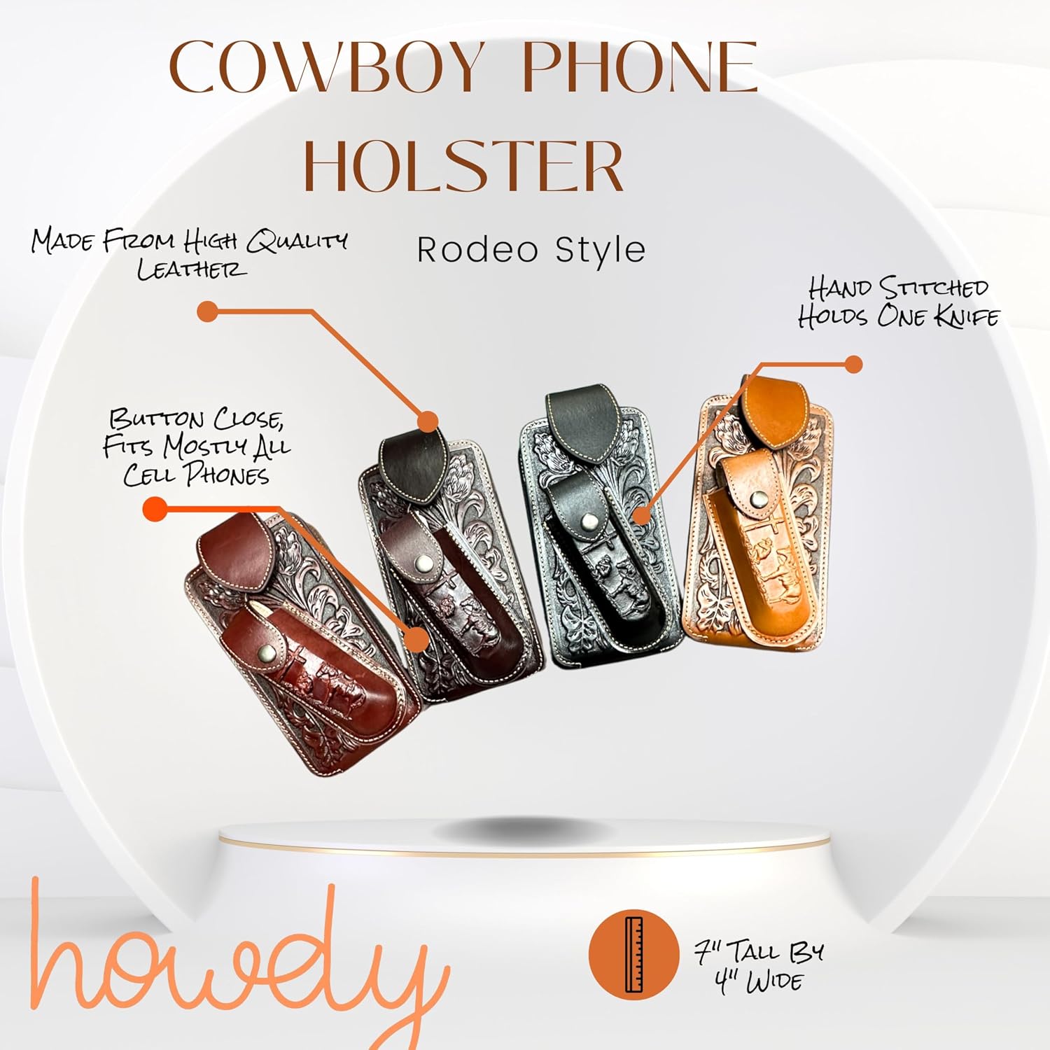 Floral Praying Cowboy Holster with Knife Holder — Tan