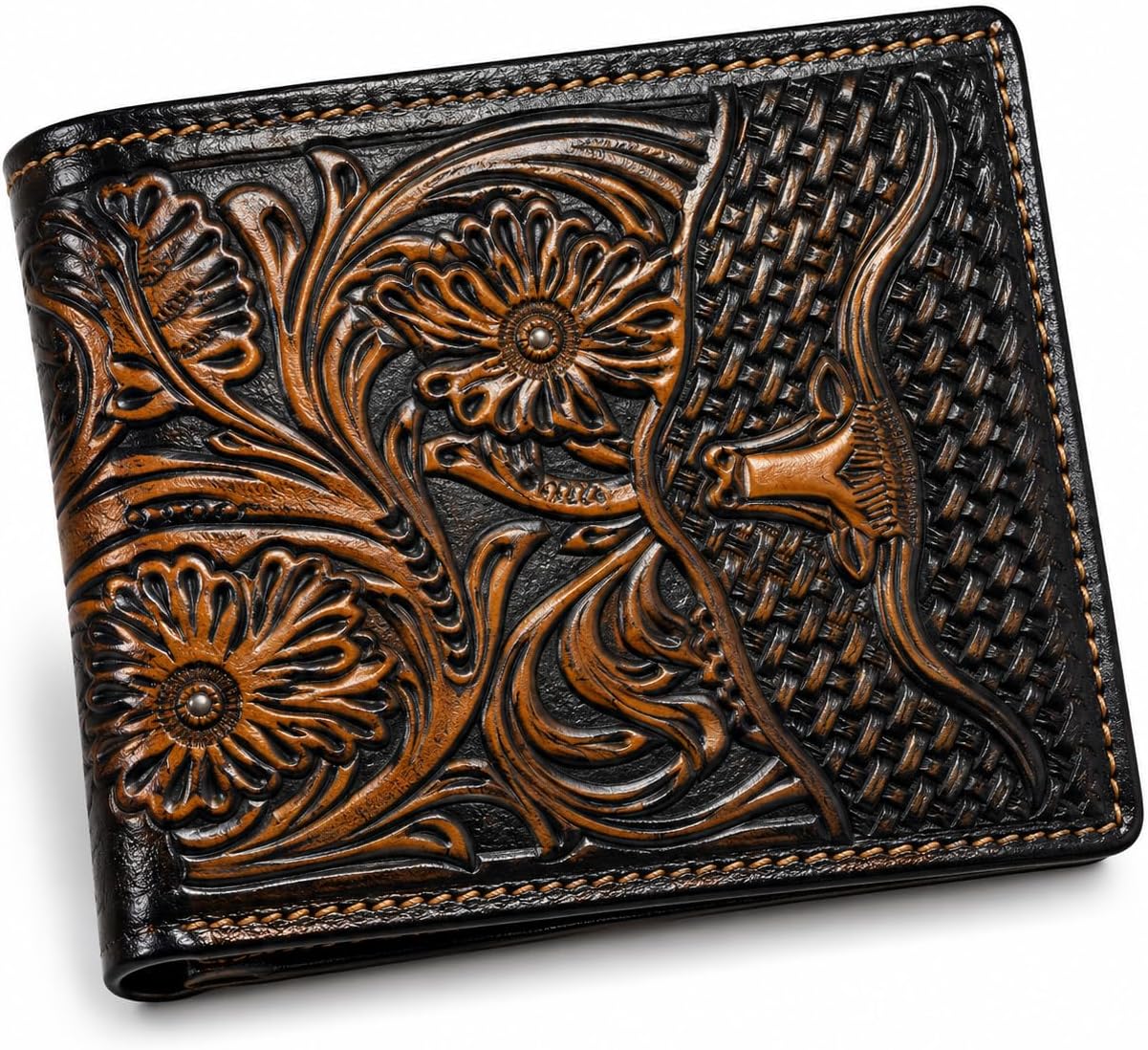 Embossed Longhorn Steer Bifold — Faded