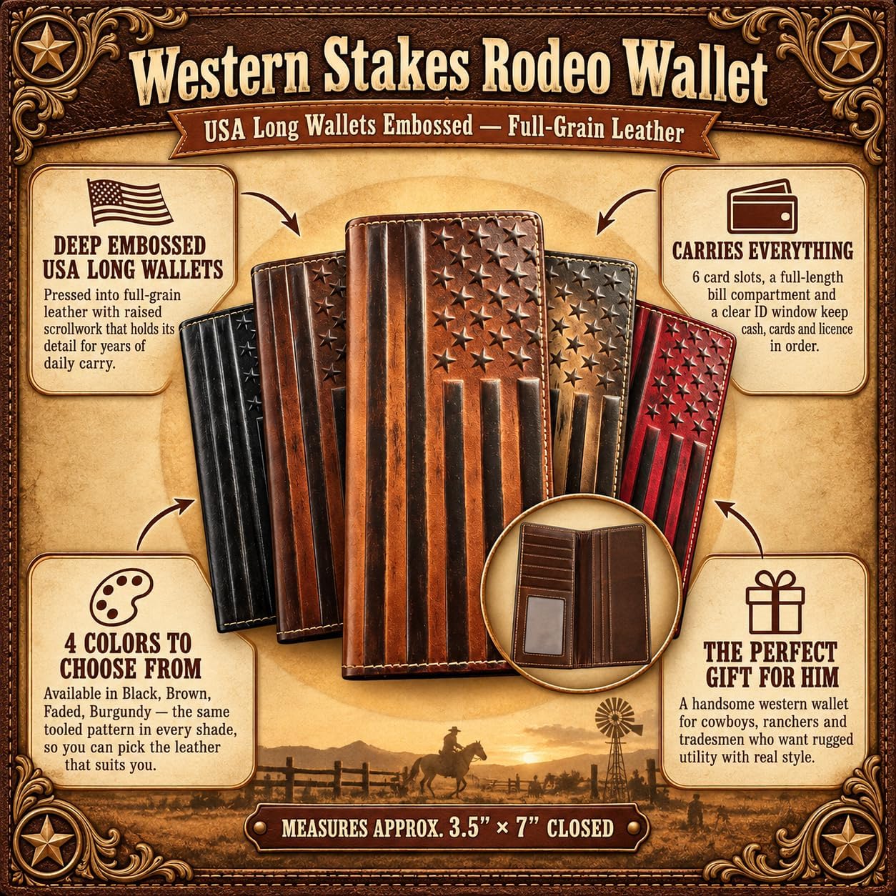 Embossed American Flag Long — Faded
