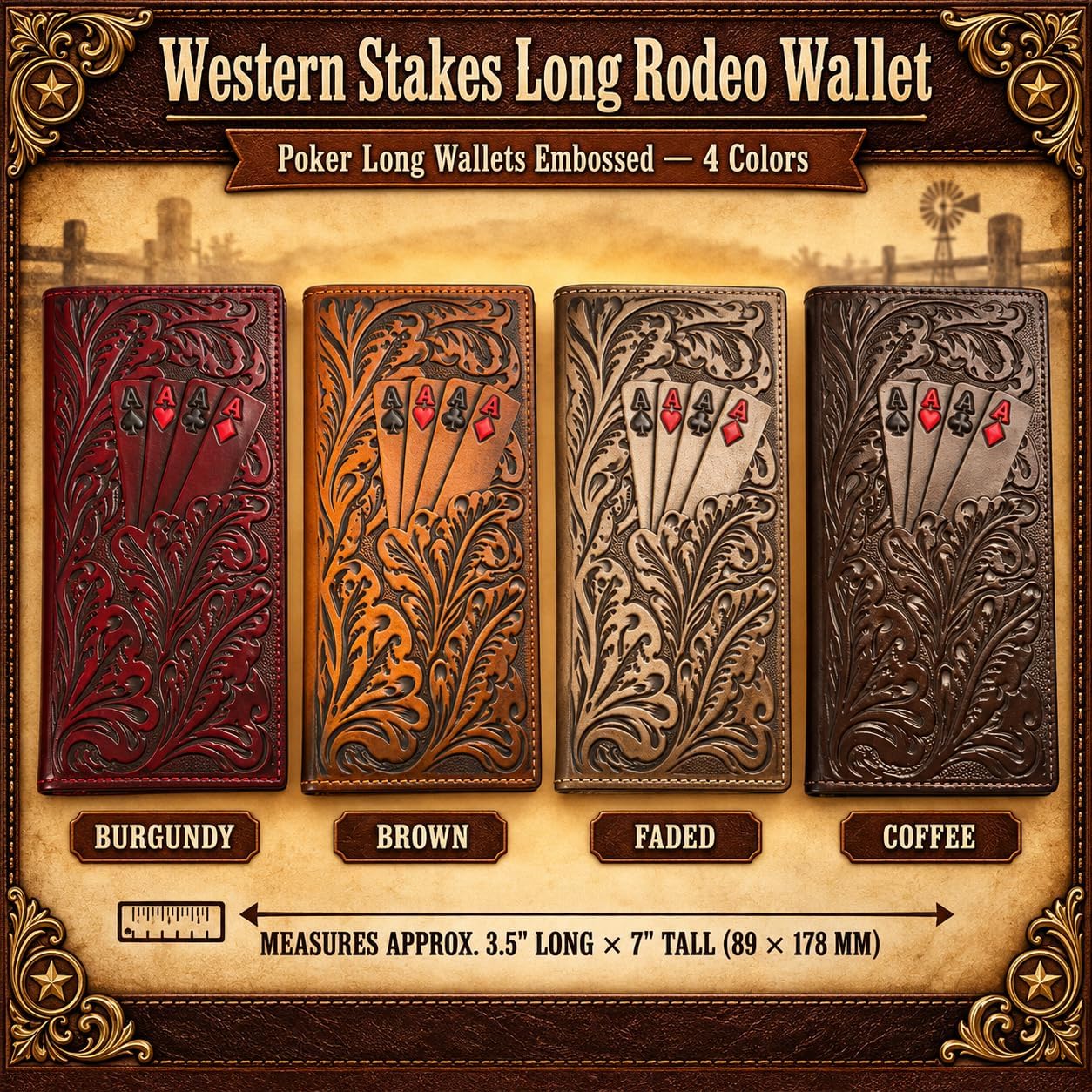 Embossed Four Aces Poker Long — Faded