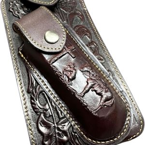 Floral Praying Cowboy Holster with Knife Holder — Dark Brown