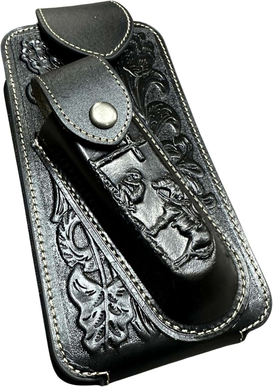 Floral Praying Cowboy Holster with Knife Holder — Black