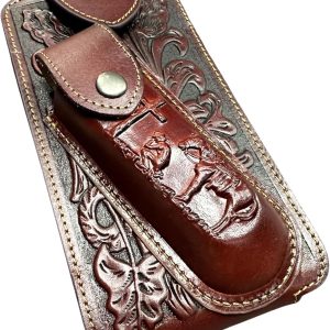 Floral Praying Cowboy Holster with Knife Holder — Burgundy
