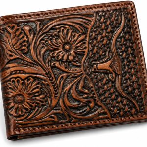 Embossed Longhorn Steer Bifold — Brown