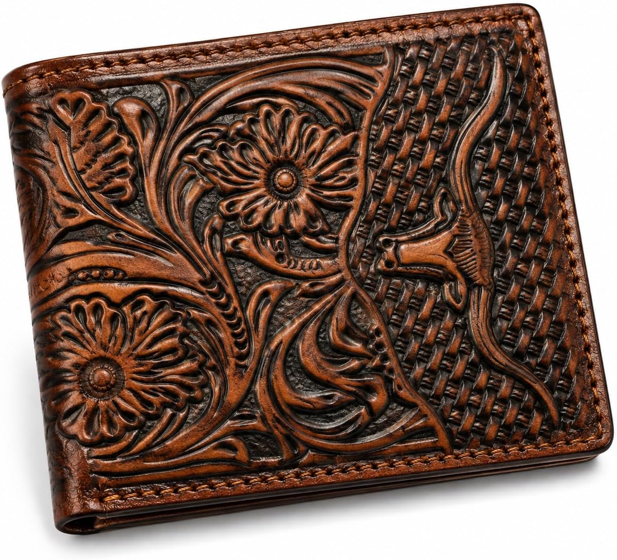 Embossed Longhorn Steer Bifold — Brown